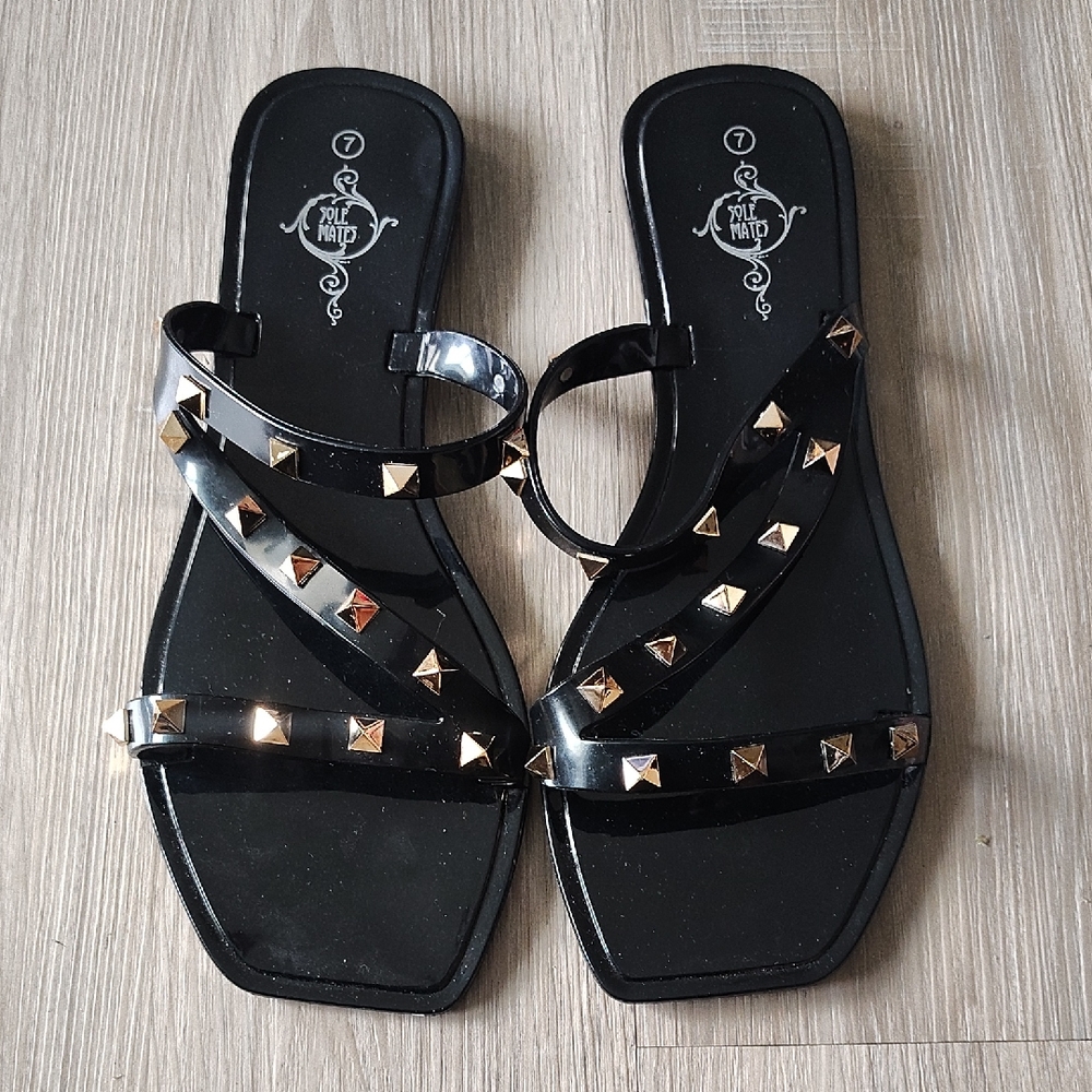 Sole Mate Black Studded Jelly Slide Sandals